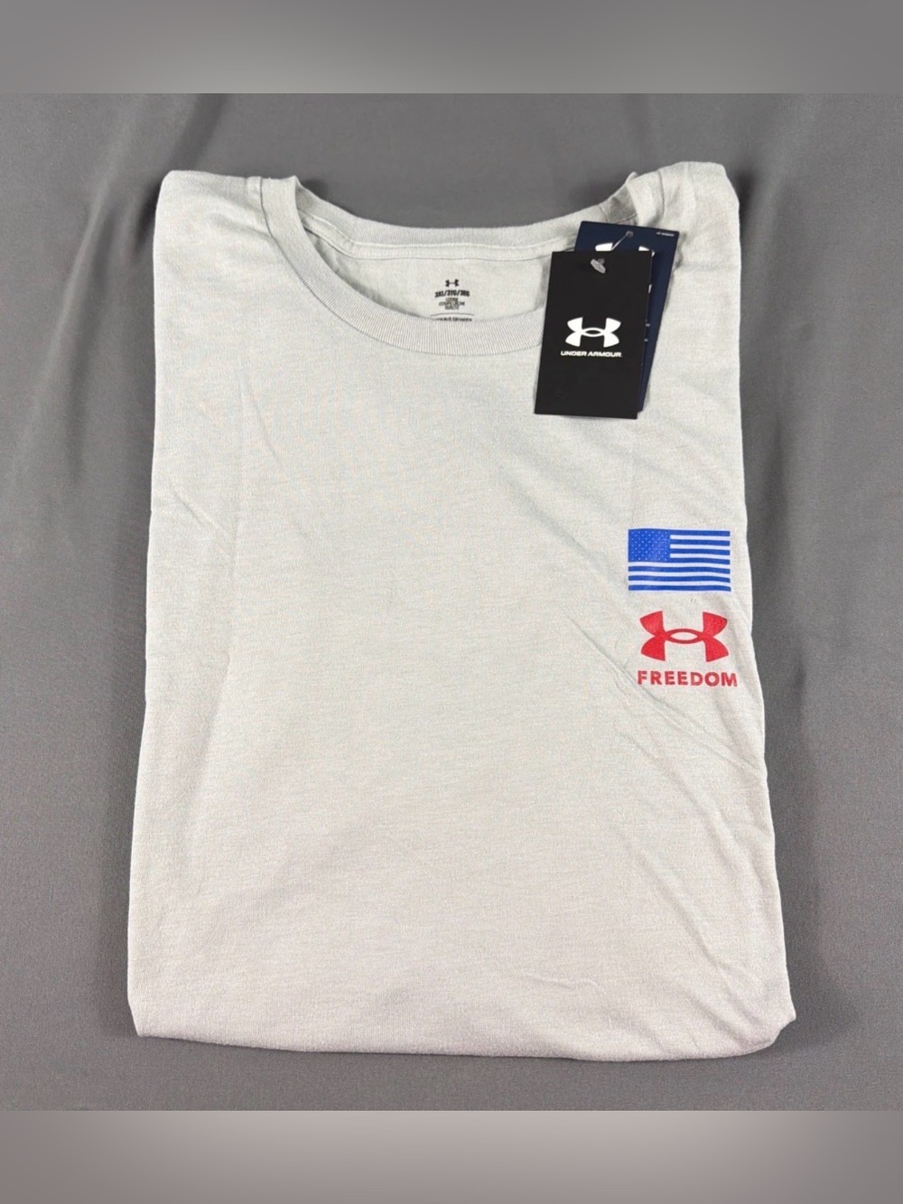 Under Armour Golf Tee T-Shirt Freedom Flag Variation 3XL Gray Cotton MSRP $25